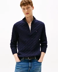 Tommy Hilfiger Men's Long-Sleeve Cable Knit Quarter-Zip Sweater