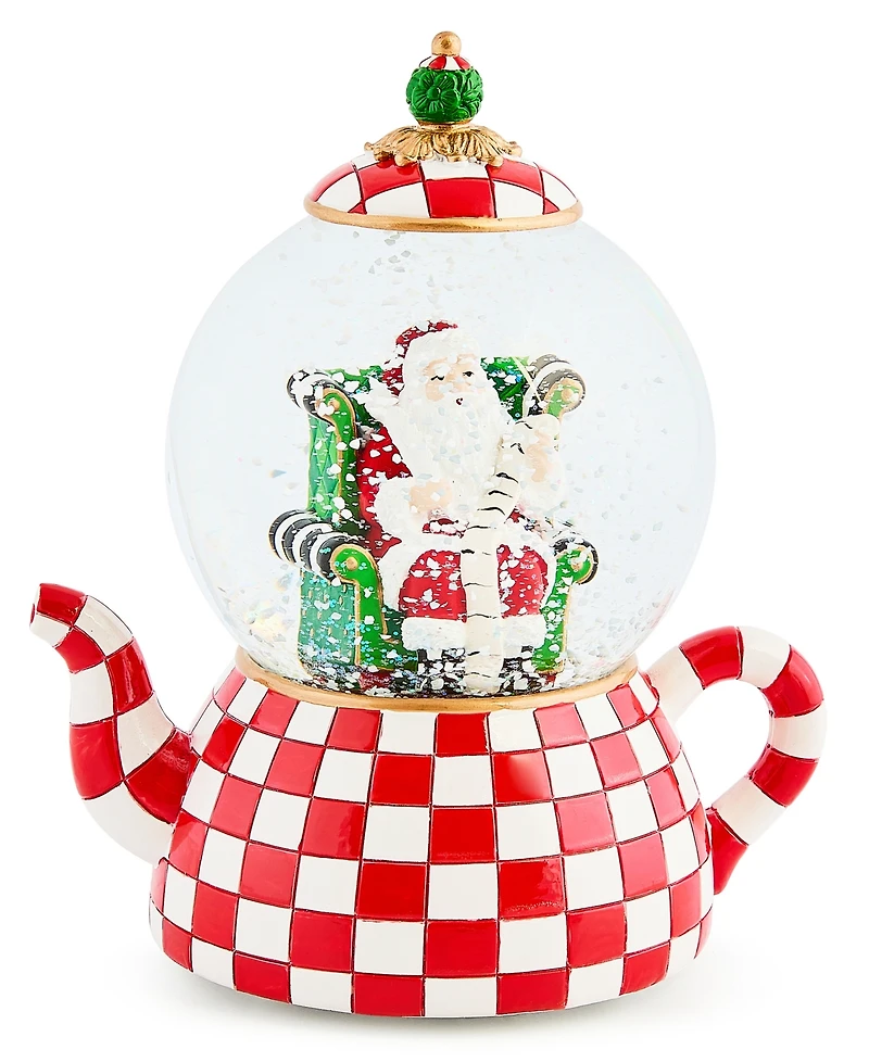 MacKenzie-Childs Courtly Check Teapot Snow Globe