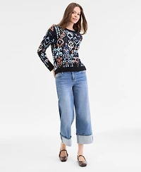 Liverpool Los Angeles Women's Printed Long-Sleeve Crewneck Sweater