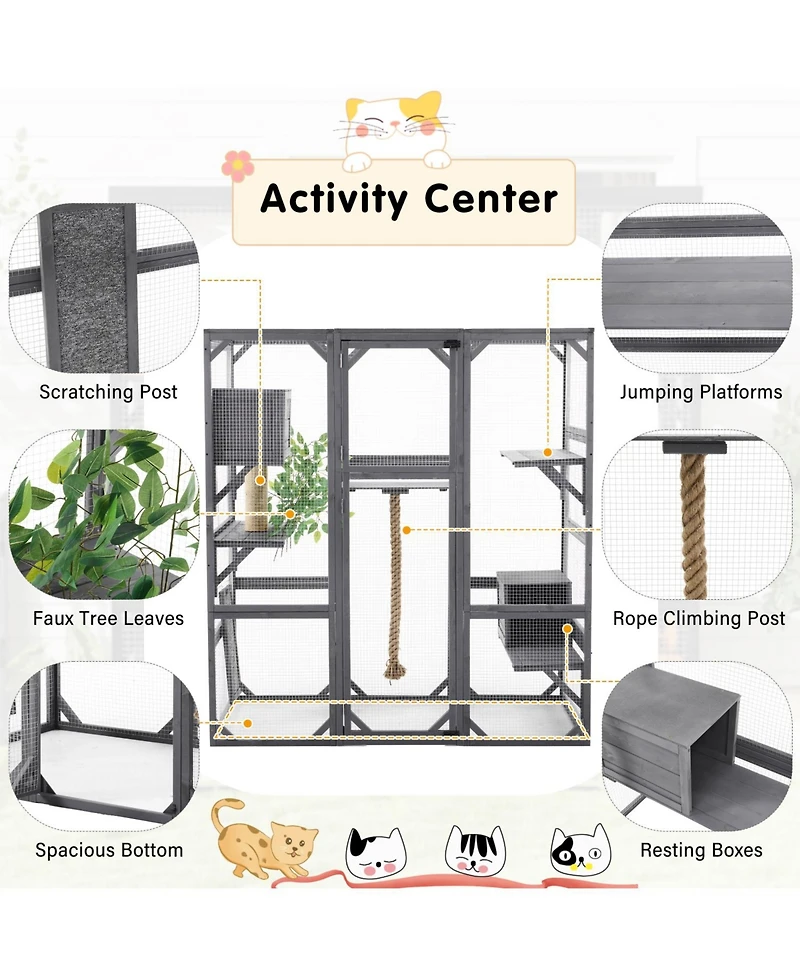 Streamdale Furniture Outdoor Cat House Catio with Condos