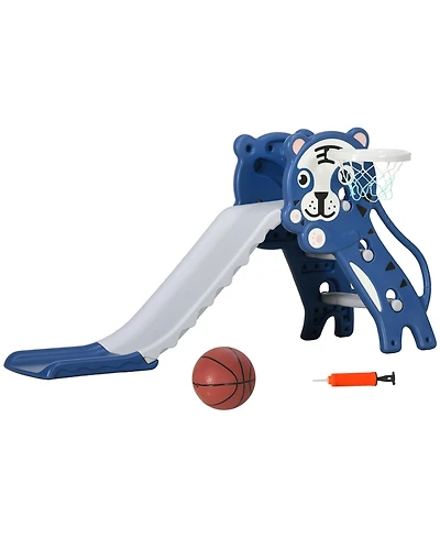 Cesicia 2 in 1 Toddler Slide for Indoors, Toy for Toddler, Easy Set Up Baby Slide with Basketball Hoop for Kids 18-36 Months