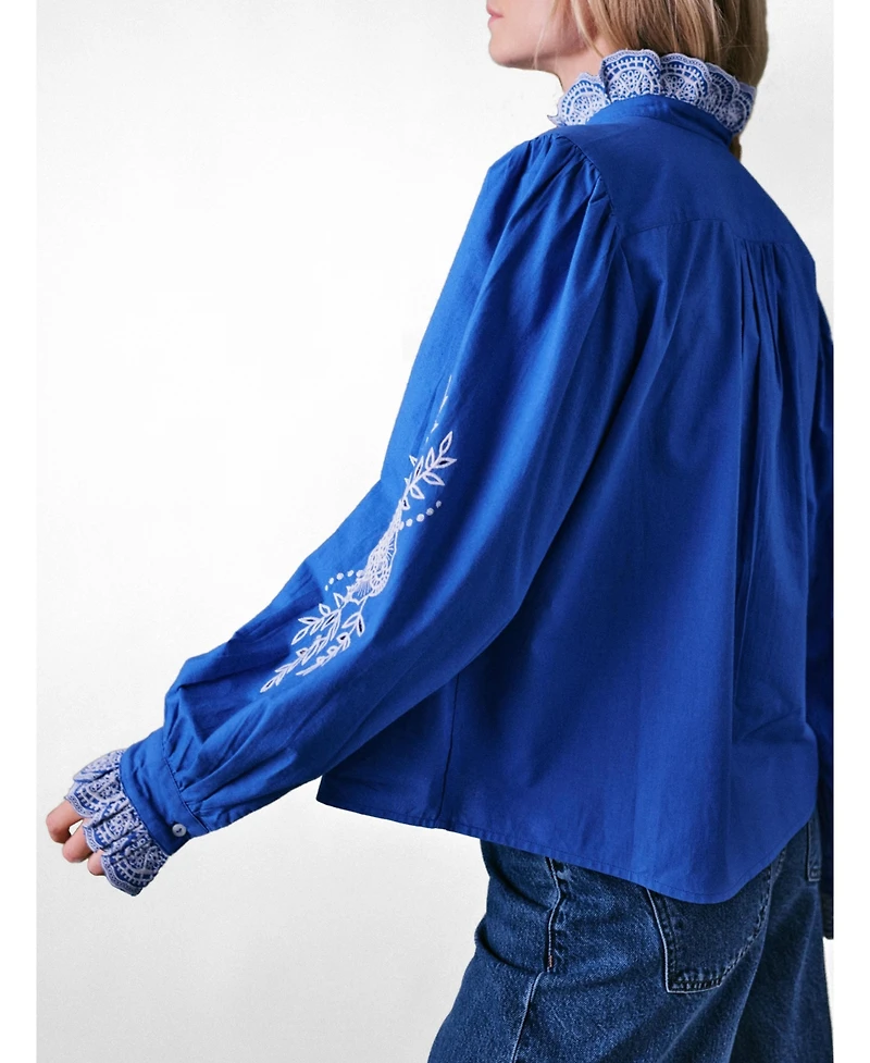 Cape Cove Women's Jewel Trim Cotton Carla Blouse