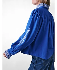 Cape Cove Women's Jewel Trim Cotton Carla Blouse
