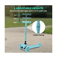 Lightweight and Adjustable Mini Kickboard Scooter with Led Light Wheel for Kids (Teal Blue)