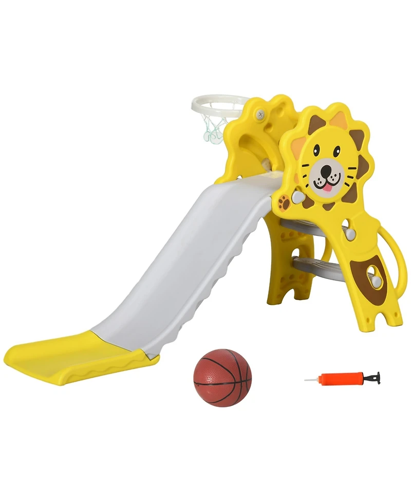 Cesicia 2 in 1 Toddler Slide for Indoors, Toy for Toddler, Easy Set Up Baby Slide with Basketball Hoop for Kids.