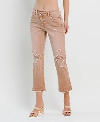 Flying Monkey Women's High Rise Crossover Straight Jeans