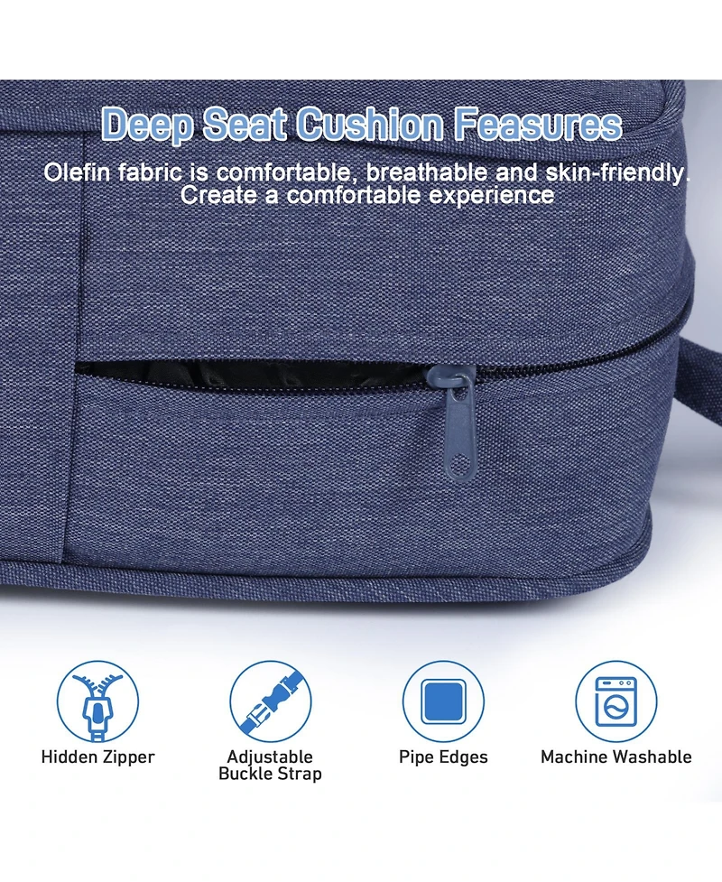 Aoodor 22'' x 24'' Outdoor Deep Seat Chair Cushion Set Olefin Fabric Slipcover and Sponge Foam (Set of 2 Seats, 2 Backs, 2 Pillows