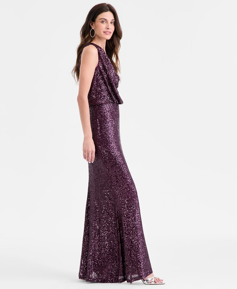 Eliza J Women's Sequined Cowlneck Gown