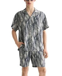 Scotch & Soda Men's Relaxed Fit Short Sleeve Marble Print Button-Front Camp Shirt