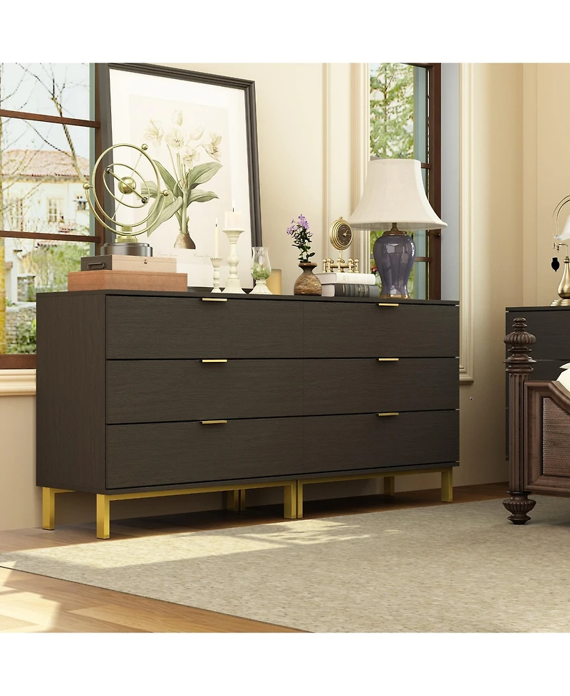 Homsee 3-Drawers Black Wood Chest of Drawers Dresser