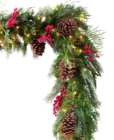 Balsam Hill 10 ft Outdoor Berry Pine Pre-Lit Garland