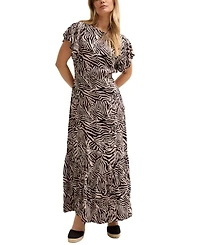 Lily and Lionel London Women's Zelda Tiered Zebra Print Maxi Dress