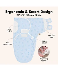 KeaBabies 3pk Soothe Zippy Baby Swaddles 0-6 Months, Newborn Sleep Sacks, Zipper Swaddle, Wearable Swaddle Blanket