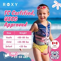 Roxy Daily Cga Life vest, Pfd for kids with Quick Release Belts and Adjustable Leg Strap