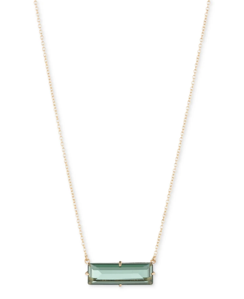 Lauren Ralph Baguette Stone Pendant Necklace, 16" + 3" extender