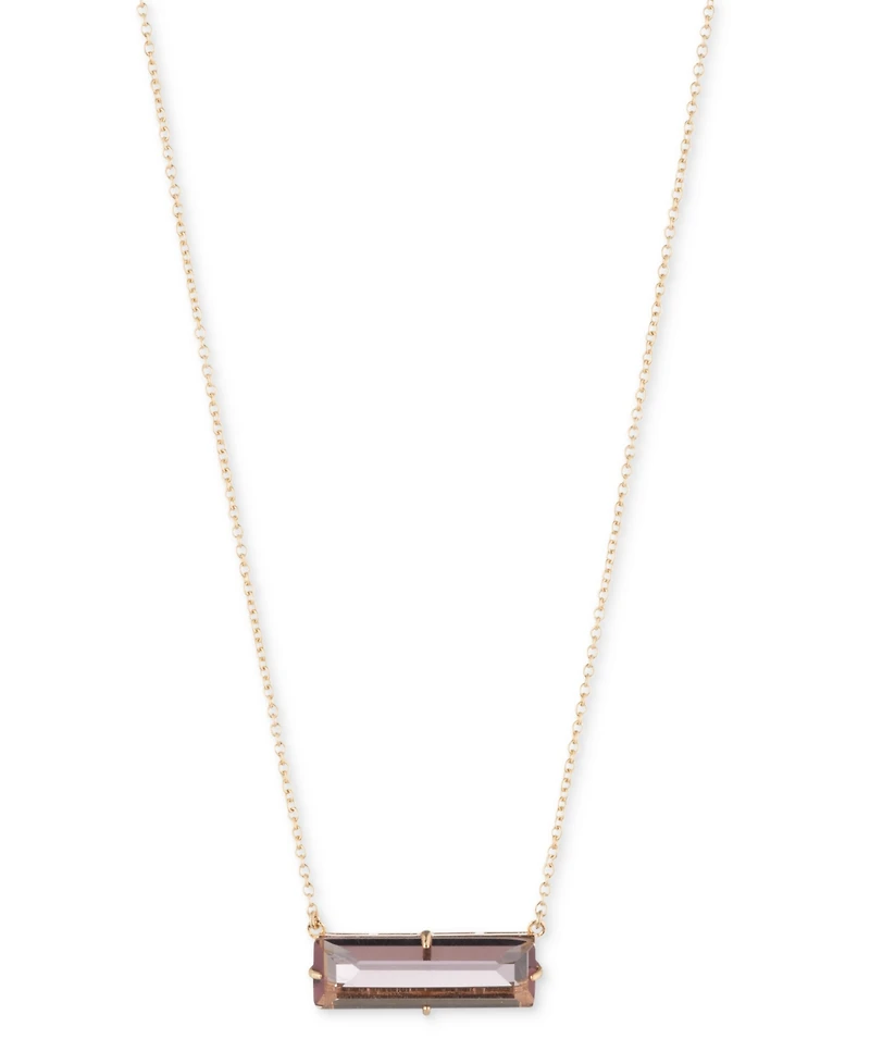 Lauren Ralph Baguette Stone Pendant Necklace, 16" + 3" extender