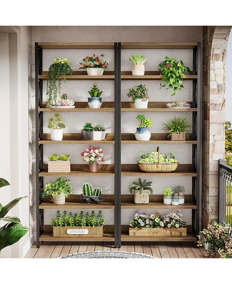 Tribesigns 6-Tier Indoor Plant Stand, 70.86-Inch Tall Industrial Plant Stand Heavy-Duty Freestanding Display Shelf for Indoor, Balcony, Garden (Rustic