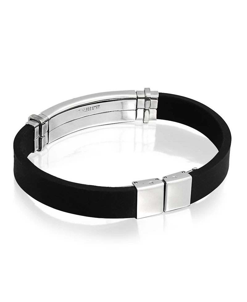 Bling Jewelry Waterproof Black Silicone Medical Id Bracelet - Trim-to-Fit Steel 8.5"