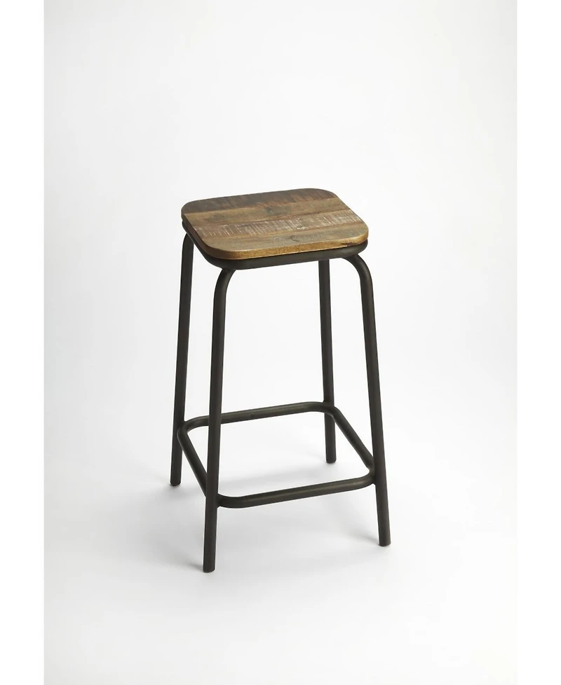 Solid Wood and Iron Backless Counter Height Bar Chair