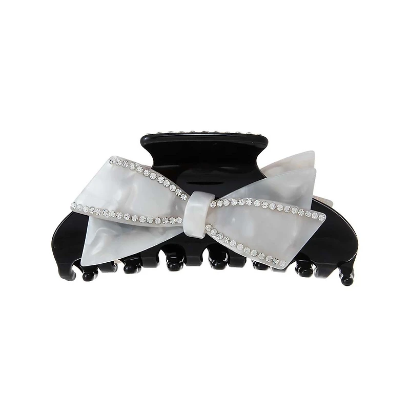 White & Black Bow Medium Claw Clip By Adina Eden
