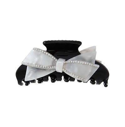 White & Black Bow Medium Claw Clip By Adina Eden