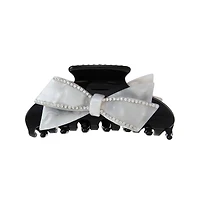 White & Black Bow Medium Claw Clip By Adina Eden