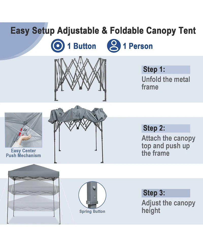 Gymax Patio 6.6 x 6.6ft Outdoor Pop-up Canopy Tent Upf 50+ Portable Sun Shelter