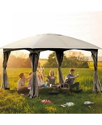 Gymax 11.5FT Patio Gazebo Canopy Tent Wedding Party Shelter Awning Mosquito Netting