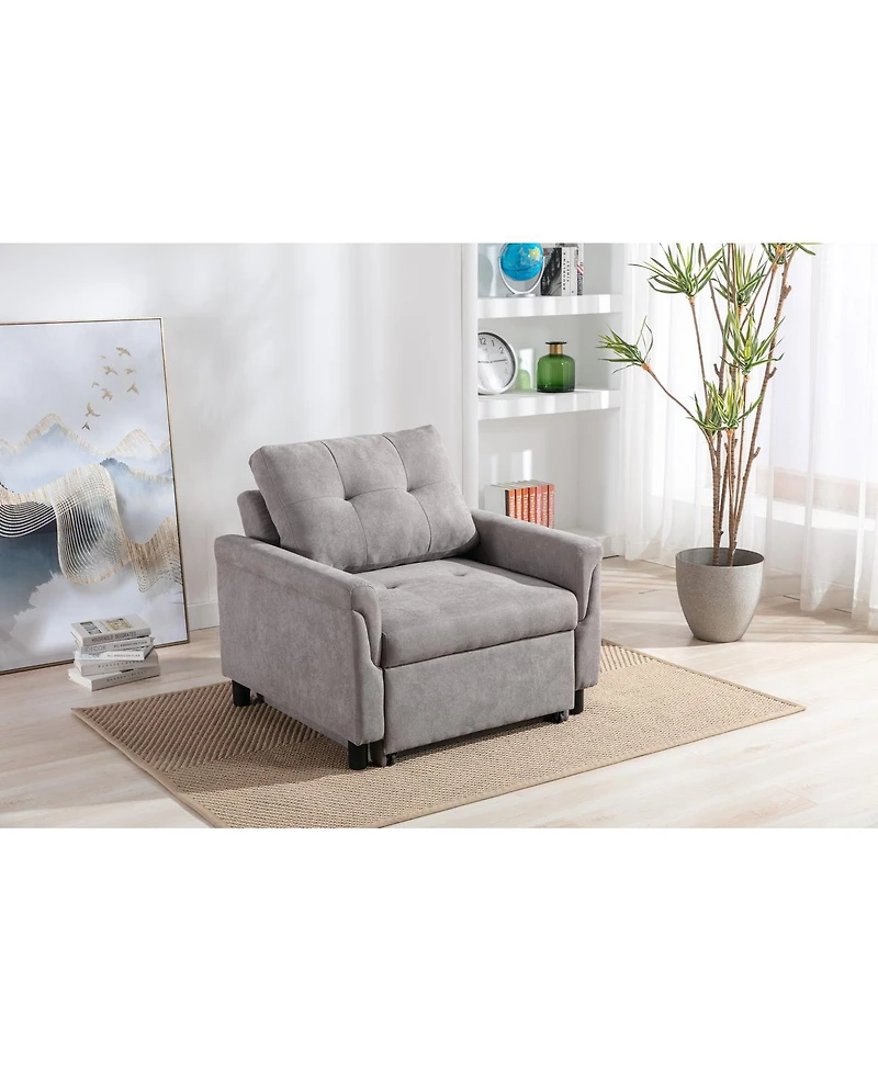 Homlux 35"W Gray Woven Convertible Armchair
