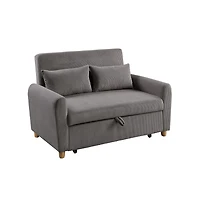 Homlux 54"W Brown Corduroy Convertible Sleeper Loveseat