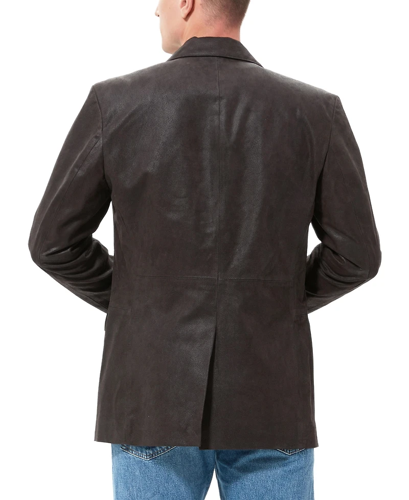 Bgsd Men's Men Classic Two-Button Distressed Leather Blazer