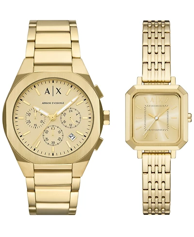 A|X Armani Exchange Men's Sync Quartz Chronograph Gold Stainless Steel Watch, 42mm