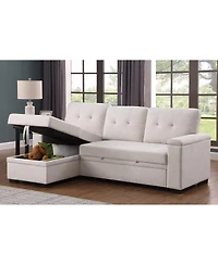 Homlux 84.5"W Beige Woven Fabric Reversible Sleeper Sectional Sofa with Storage Chaise