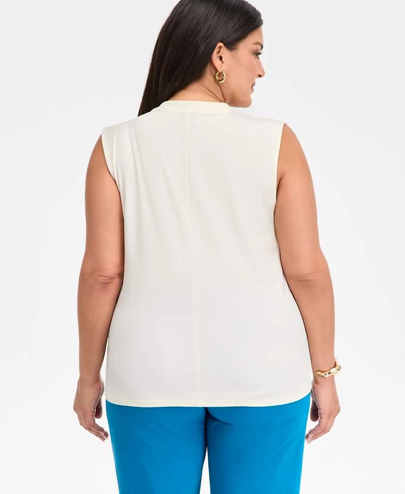 I.n.c. International Concepts Plus Size Sleeveless Draped Top, Macy's Exclusive