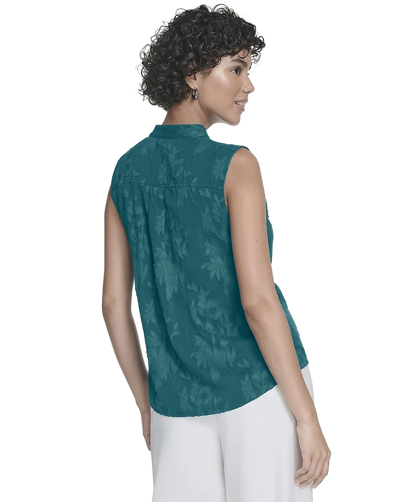 Calvin Klein Women's Floral Surplice-Neck Sleeveless Blouse