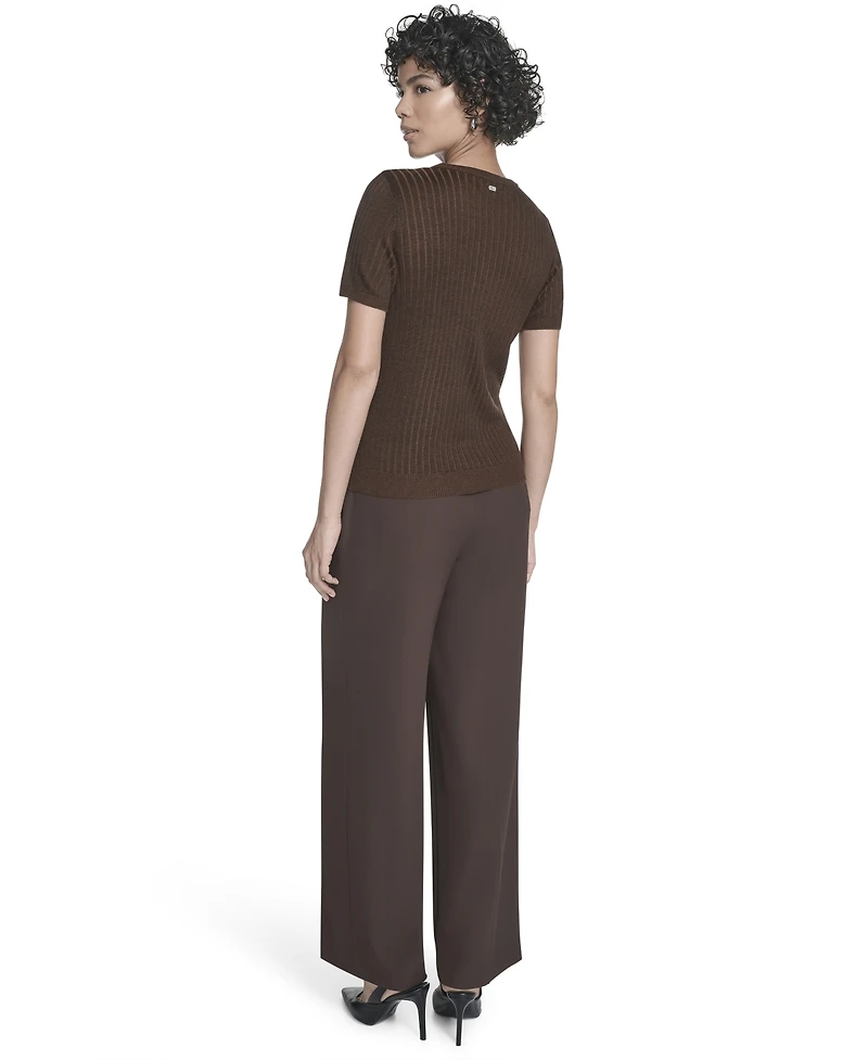 Calvin Klein Women's Ribbed Short-Sleeve Sweater