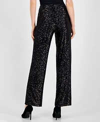 Anne Klein Women's Sequin High-Rise Wide-Leg Pants