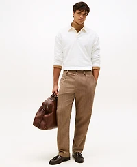 Tommy Hilfiger Men's Logo Crest Solid Rugby Sweater