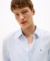 Tommy Hilfiger Men's Pigment-Dyed Stripe Linen Button Up Shirt