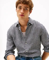 Tommy Hilfiger Men's 100% Linen Gingham Button Up Shirt