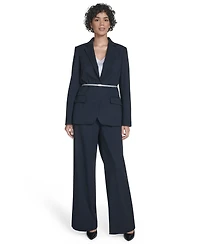 Calvin Klein Women's Pinstripe Belted One-Button Jacket