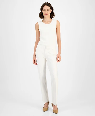 Anne Klein Petite Mid-Rise Fly-Front Bootcut Pants
