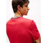 Tommy Hilfiger Men's Red, White & Blue Pique Textured T-Shirt