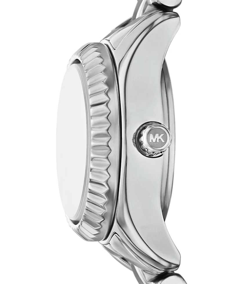 Michael Kors Women's Lexington Three-Hand Silver-Tone Stainless Steel Watch, 19mm and Bracelet Gift Set