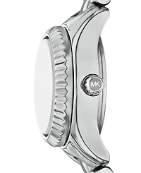 Michael Kors Women's Lexington Three-Hand Silver-Tone Stainless Steel Watch, 19mm and Bracelet Gift Set