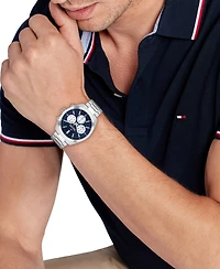 Tommy Hilfiger Men's Chronograph Silver Tone Stainless Steel Bracelet Watch, 40mm
