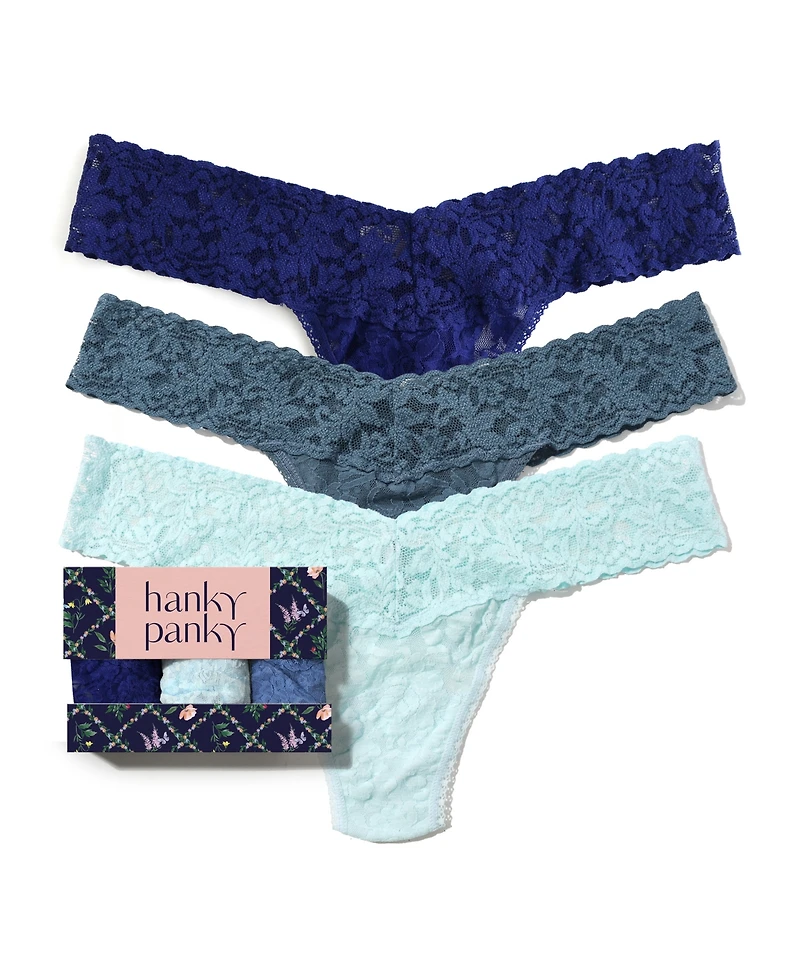 Hanky Panky Women's Signature Lace Low Rise Thong 3 pack Panty