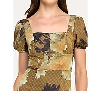 Bcx Juniors' Printed Square-Neck Midi Dress