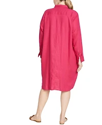 Universal Standard Womens Plus Seaside Linen Shirtdress