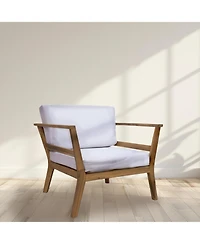 Bodie Acacia Wood Patio Armchair with Bone White Cushions - Natural